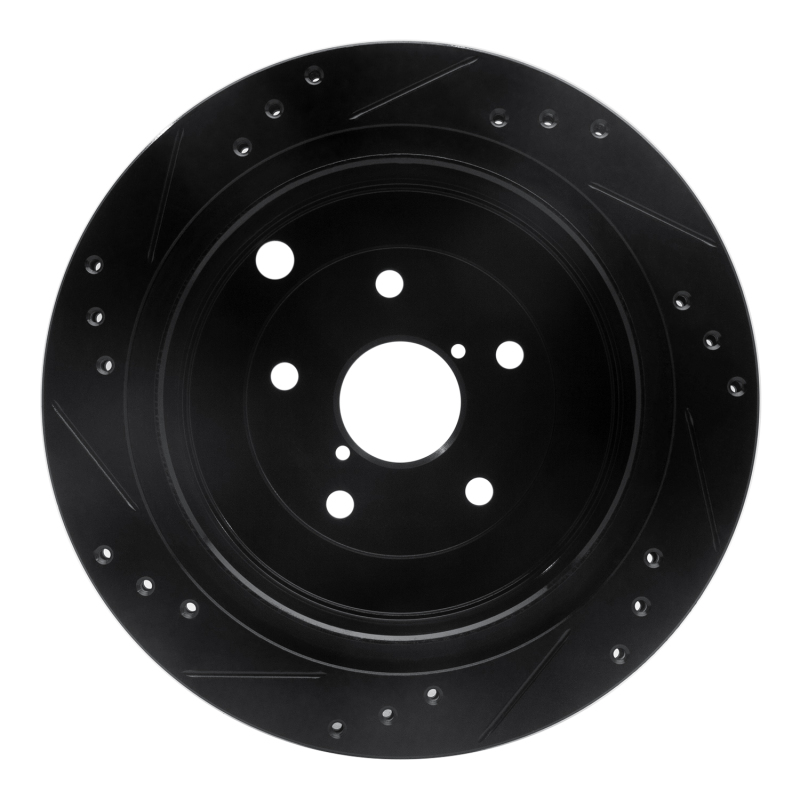 Subaru Tribeca Brake Rotor (1) - Rear Right - R1 Concepts - Drilled & Slotted - Black - `06-`14